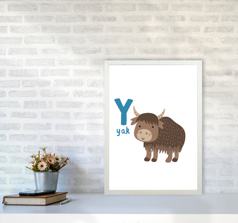Alphabet Animals, Y Is For Yak Framed Nursey Wall Art Print A2 Oak Frame