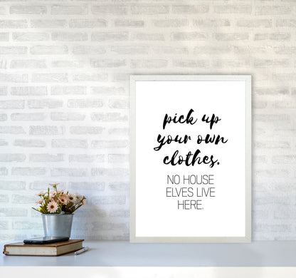 House Elves, Bathroom Framed Typography Wall Art Print A2 Oak Frame