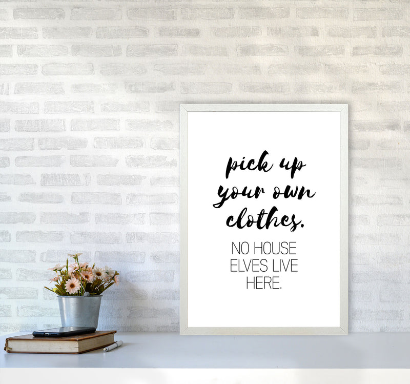 House Elves, Bathroom Framed Typography Wall Art Print A2 Oak Frame