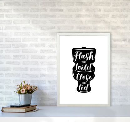 Flush The Toilet, Bathroom Modern Print, Framed Bathroom Wall Art A2 Oak Frame