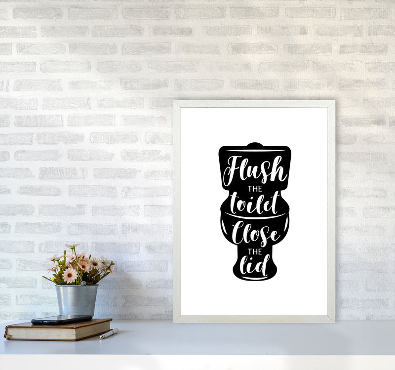 Flush The Toilet, Bathroom Modern Print, Framed Bathroom Wall Art A2 Oak Frame