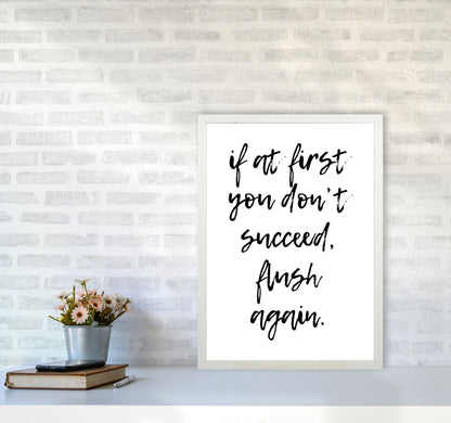 Flush Again, Bathroom Modern Print, Framed Bathroom Wall Art A2 Oak Frame