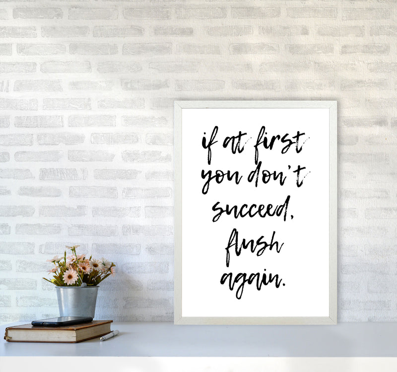 Flush Again, Bathroom Modern Print, Framed Bathroom Wall Art A2 Oak Frame