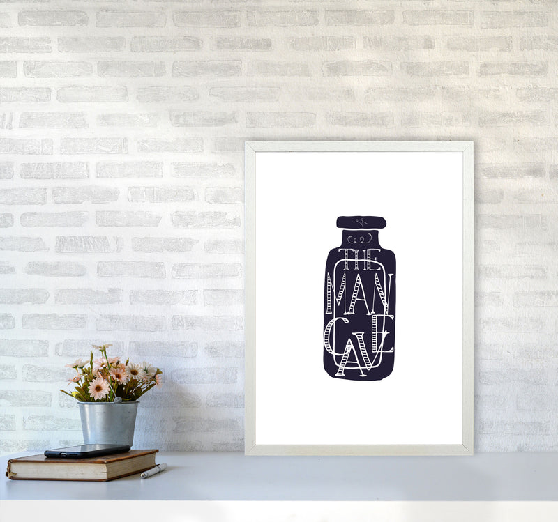 The Man Cave 3 Modern Print, Framed Bathroom Wall Art A2 Oak Frame