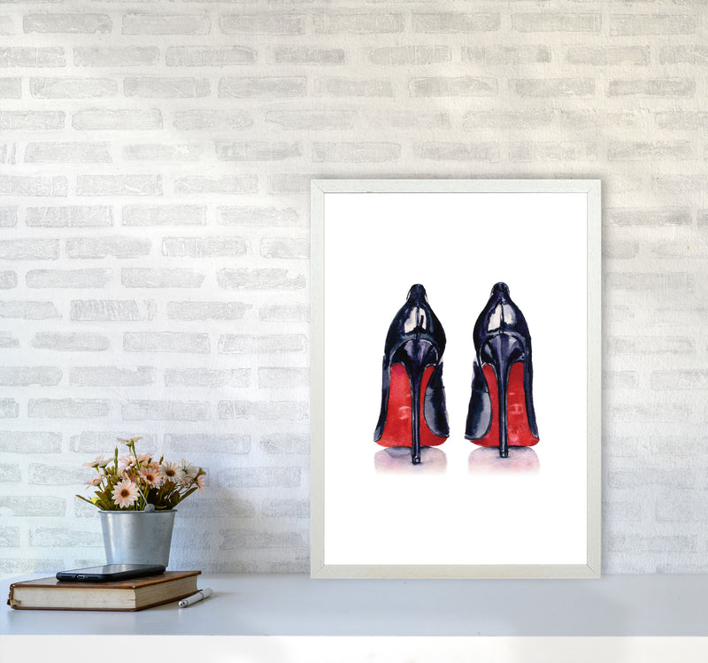 Black High Heels Modern Print A2 Oak Frame