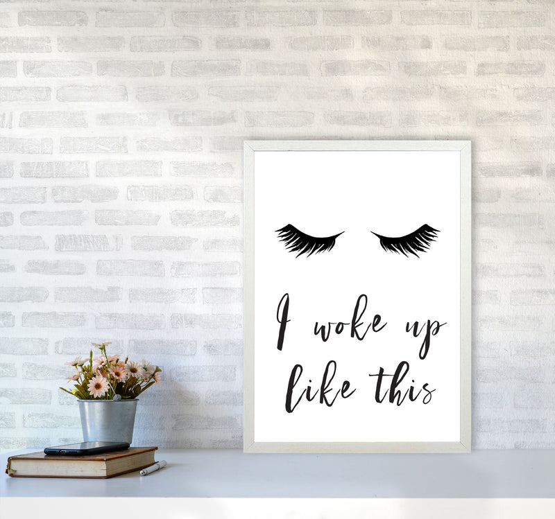 I Woke Up Like This Lashes Framed Typography Wall Art Print A2 Oak Frame