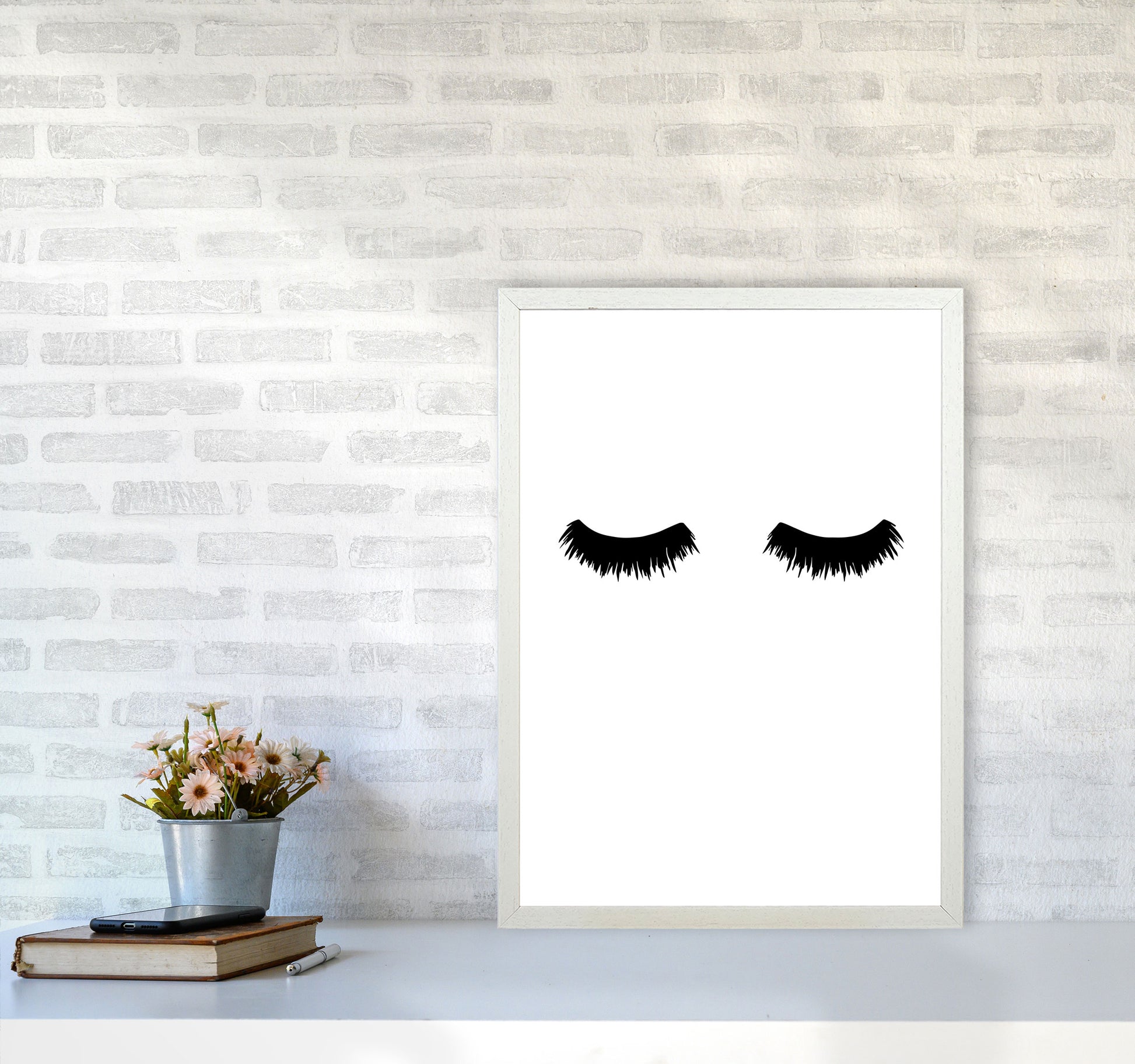 Lashes Modern Print A2 Oak Frame