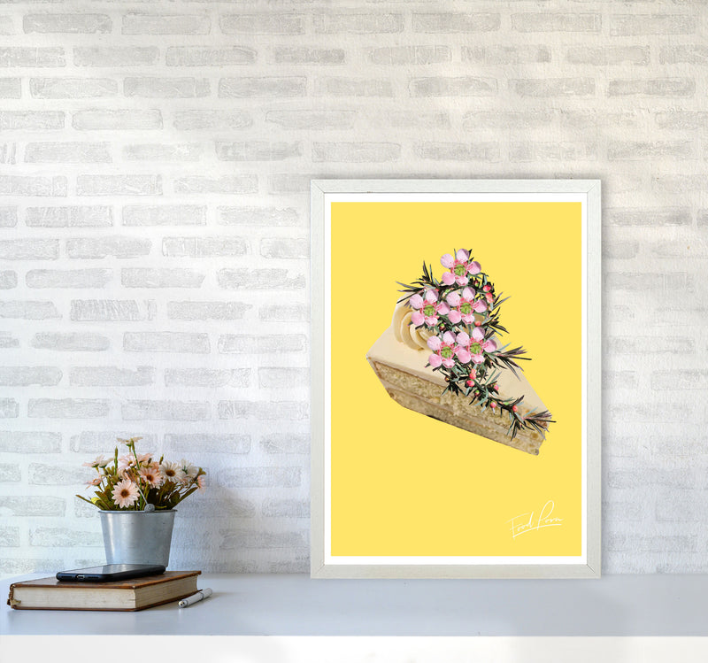 Yellow Cake Food Print, Framed Kitchen Wall Art A2 Oak Frame