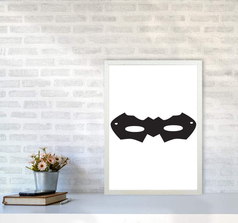 Superhero Mask Framed Nursey Wall Art Print A2 Oak Frame