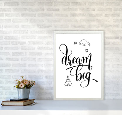 Dream Big Black Framed Nursey Wall Art Print A2 Oak Frame