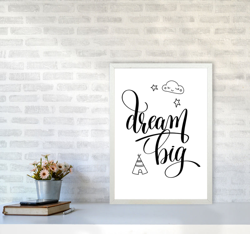 Dream Big Black Framed Nursey Wall Art Print A2 Oak Frame