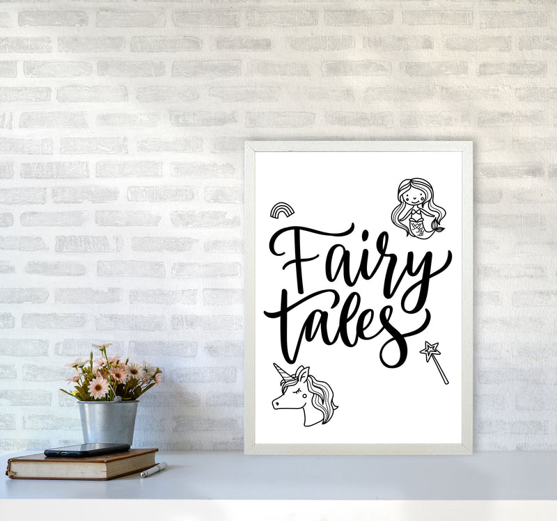 Fairy Tales Black Framed Nursey Wall Art Print A2 Oak Frame