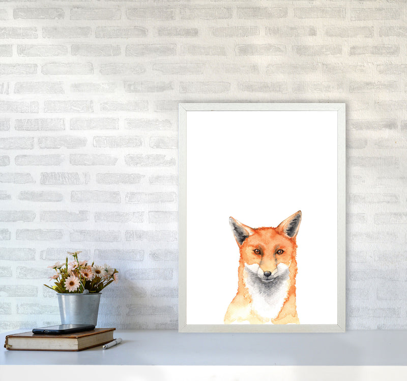 Forest Friends, Fox Modern Print Animal Art Print A2 Oak Frame