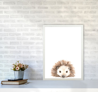 Forest Friends, Cute Hedgehog Modern Print Animal Art Print A2 Oak Frame