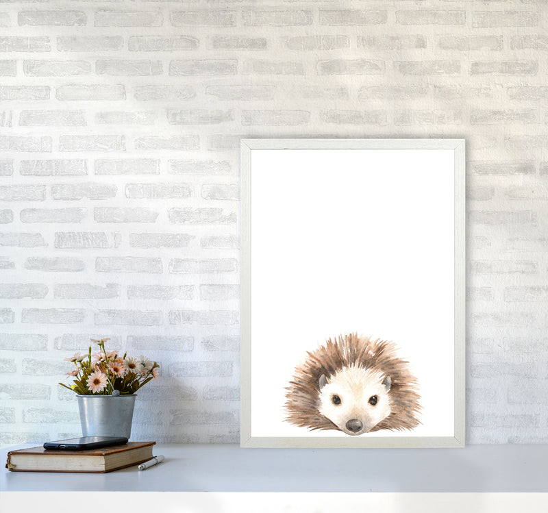 Forest Friends, Cute Hedgehog Modern Print Animal Art Print A2 Oak Frame
