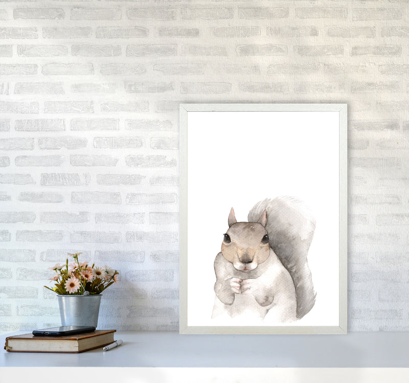 Forest Friends, Cute Squirrel Modern Print Animal Art Print A2 Oak Frame
