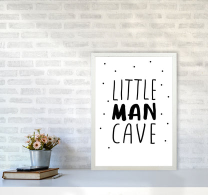 Little Man Cave Black Dots Framed Nursey Wall Art Print A2 Oak Frame