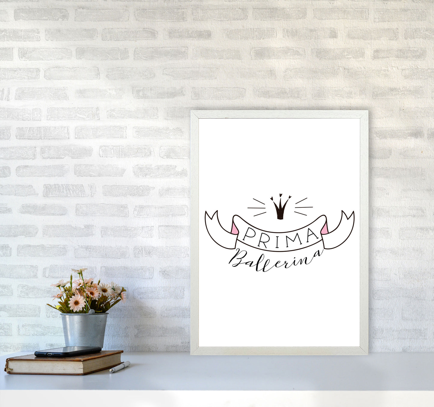 Prima Ballerina Framed Nursey Wall Art Print A2 Oak Frame