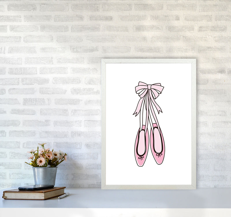 Ballerina Shoes Framed Nursey Wall Art Print A2 Oak Frame