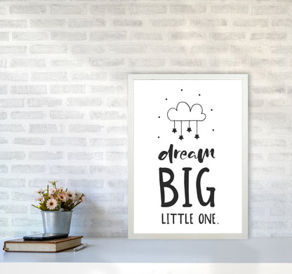 Dream Big Little One Black Framed Nursey Wall Art Print A2 Oak Frame