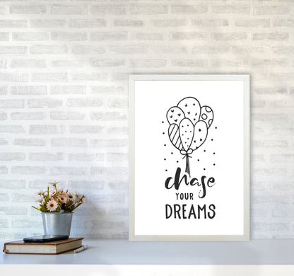 Chase Your Dreams Black Framed Nursey Wall Art Print A2 Oak Frame