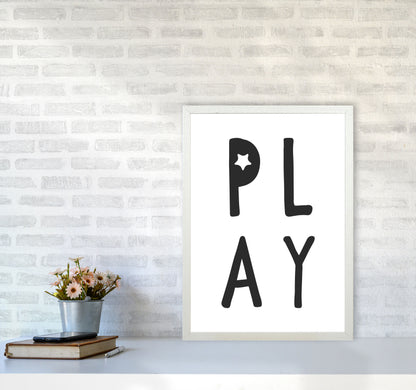Play Black Framed Typography Wall Art Print A2 Oak Frame