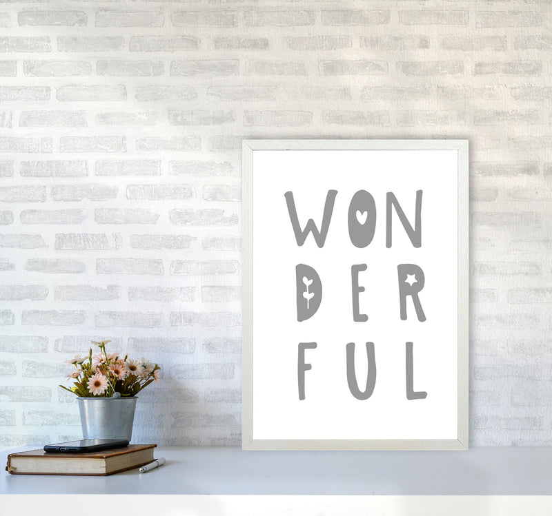 Wonderful Grey Framed Nursey Wall Art Print A2 Oak Frame