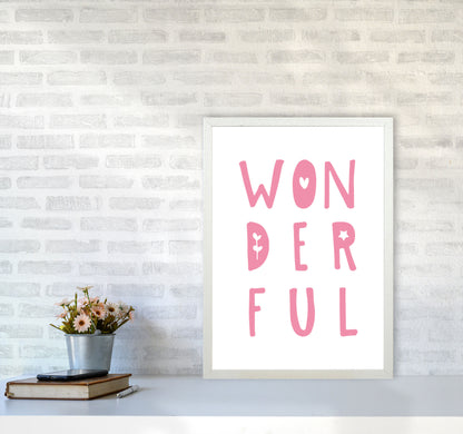 Wonderful Pink Framed Nursey Wall Art Print A2 Oak Frame