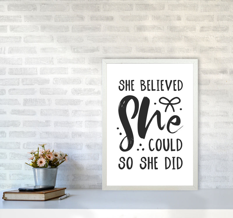 She Believed She Could So She Did Black Modern Print A2 Oak Frame