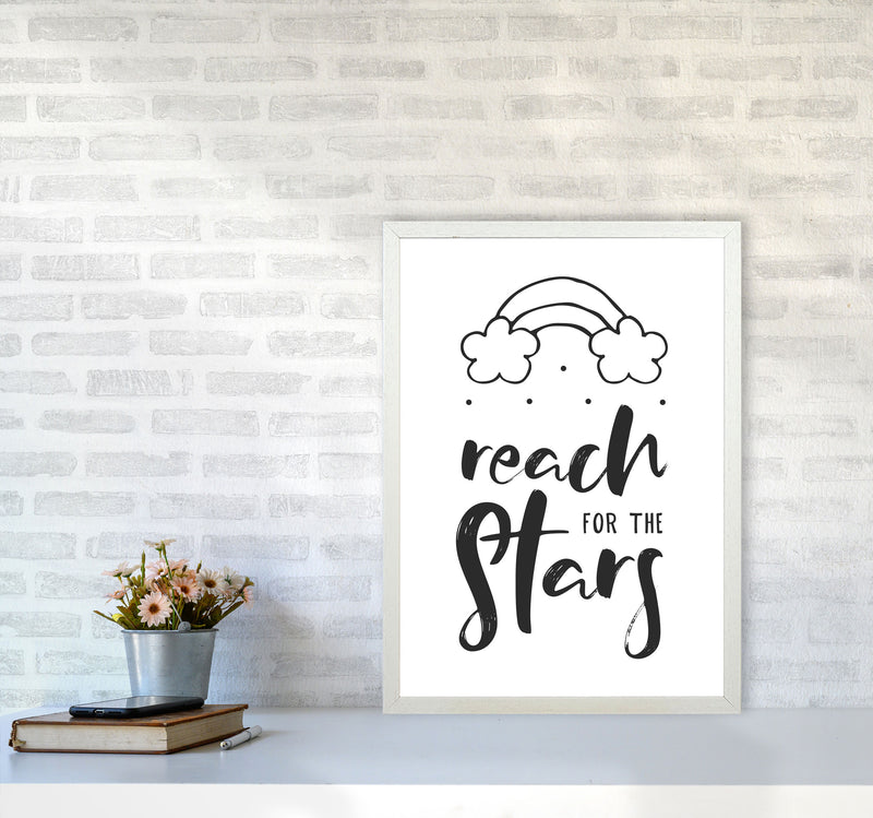 Reach For The Stars Black Modern Print A2 Oak Frame