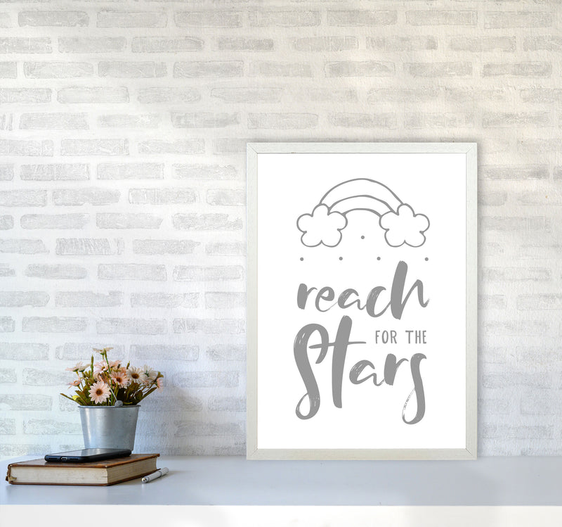 Reach For The Stars Grey Modern Print A2 Oak Frame