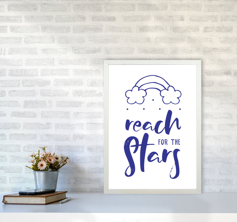 Reach For The Stars Navy Modern Print A2 Oak Frame