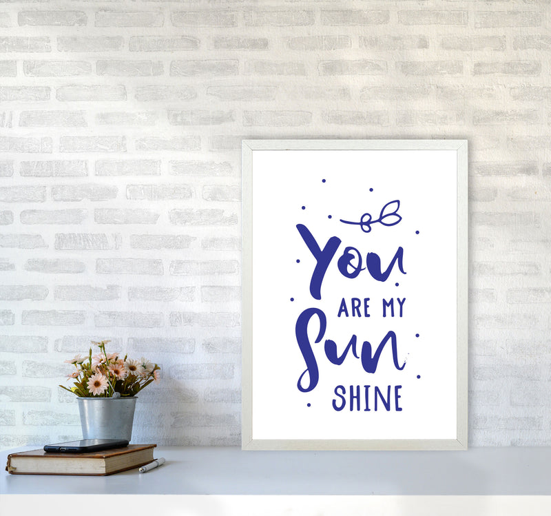 You Are My Sunshine Navy Modern Print A2 Oak Frame