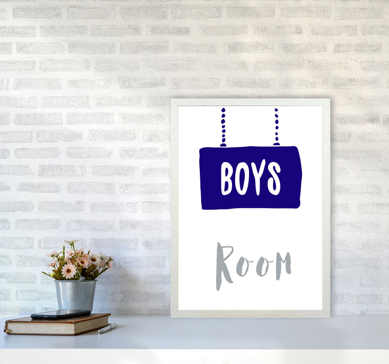 Boys Room Navy Framed Nursey Wall Art Print A2 Oak Frame