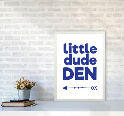 Little Dude Den Navy Framed Nursey Wall Art Print A2 Oak Frame
