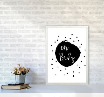 Oh Baby Black Framed Typography Wall Art Print A2 Oak Frame