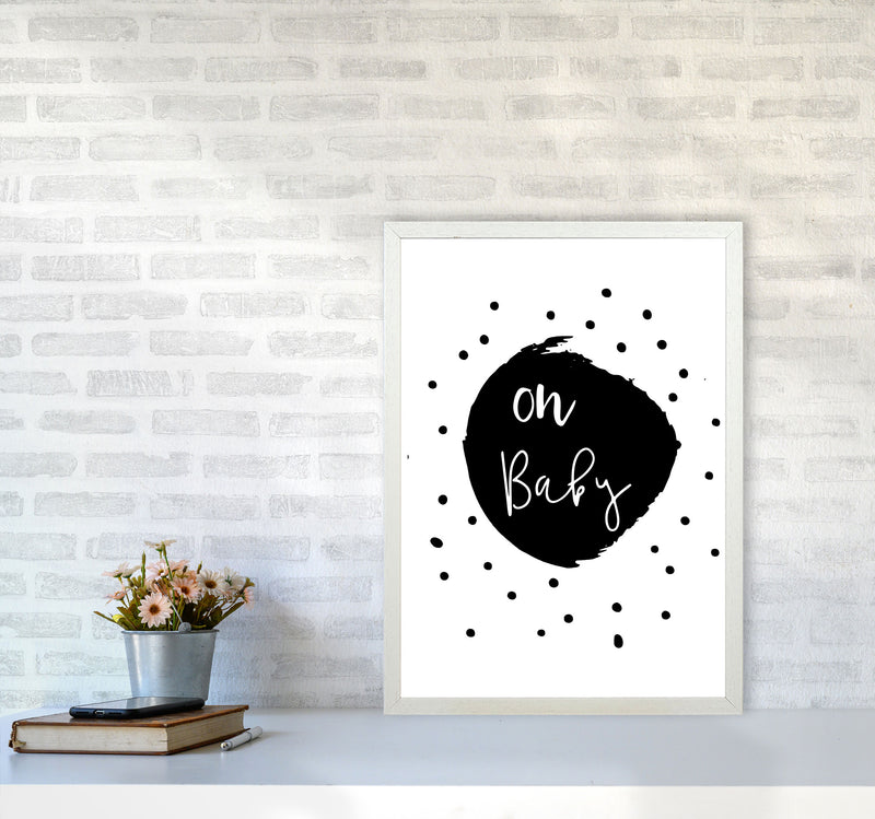 Oh Baby Black Framed Typography Wall Art Print A2 Oak Frame