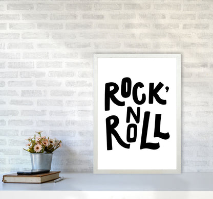 Rock &#39;N Roll Black Modern Print A2 Oak Frame