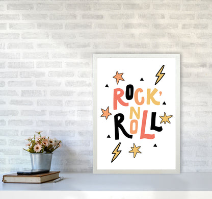 Rock &#39;N Roll Framed Nursey Wall Art Print A2 Oak Frame
