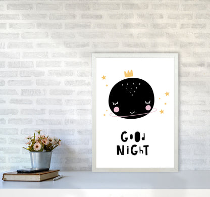 Good Night Planet Framed Nursey Wall Art Print A2 Oak Frame