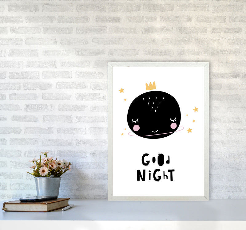 Good Night Planet Framed Nursey Wall Art Print A2 Oak Frame