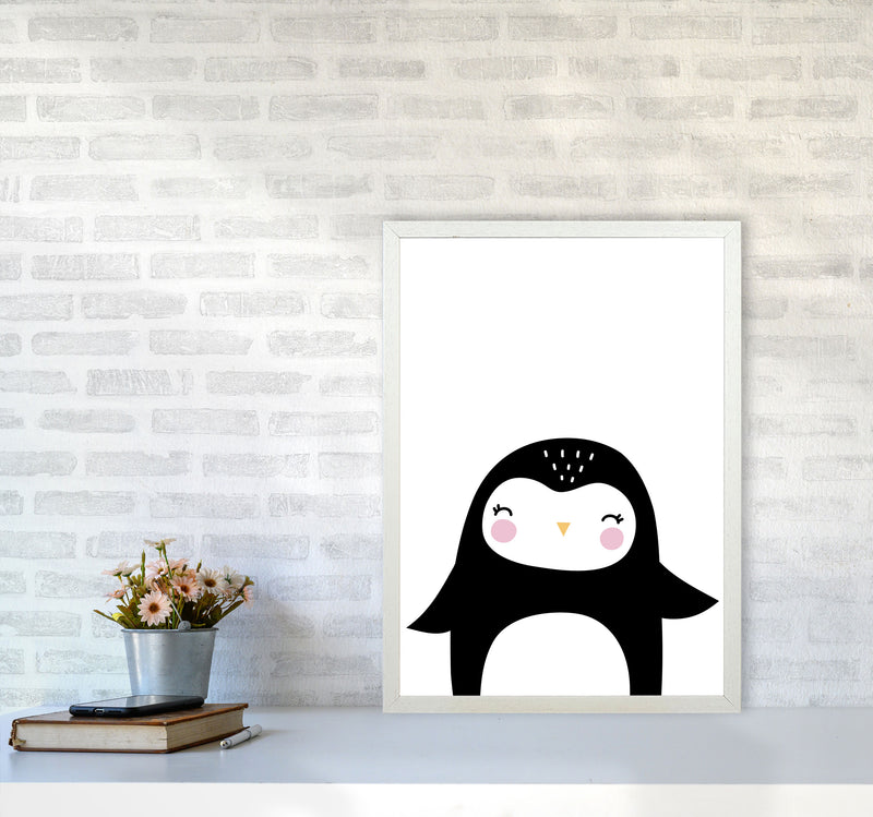 Penguin Modern Print Animal Art Print A2 Oak Frame