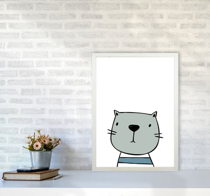 Cat Modern Print Animal Art Print A2 Oak Frame