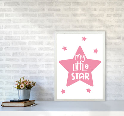 My Little Star Pink Framed Nursey Wall Art Print A2 Oak Frame
