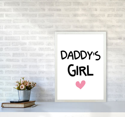Daddy&#39;s Girl Pink Framed Nursey Wall Art Print A2 Oak Frame