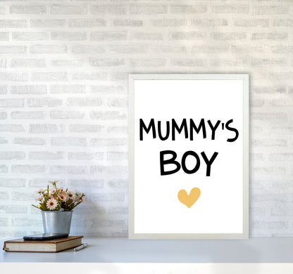 Mummy&#39;s Boy Mustard Framed Nursey Wall Art Print A2 Oak Frame