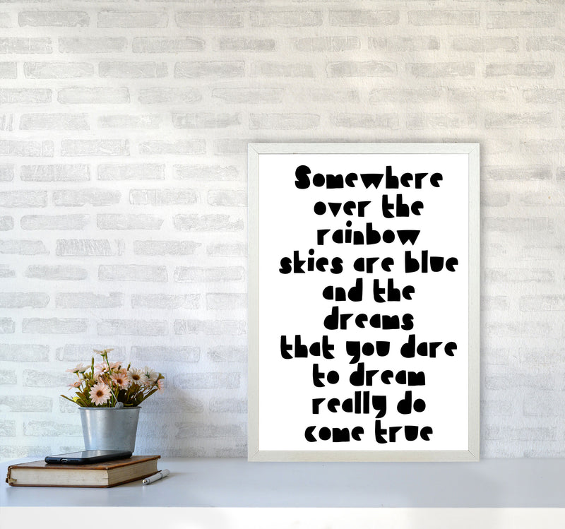 Somewhere Over The Rainbow Black Modern Print A2 Oak Frame