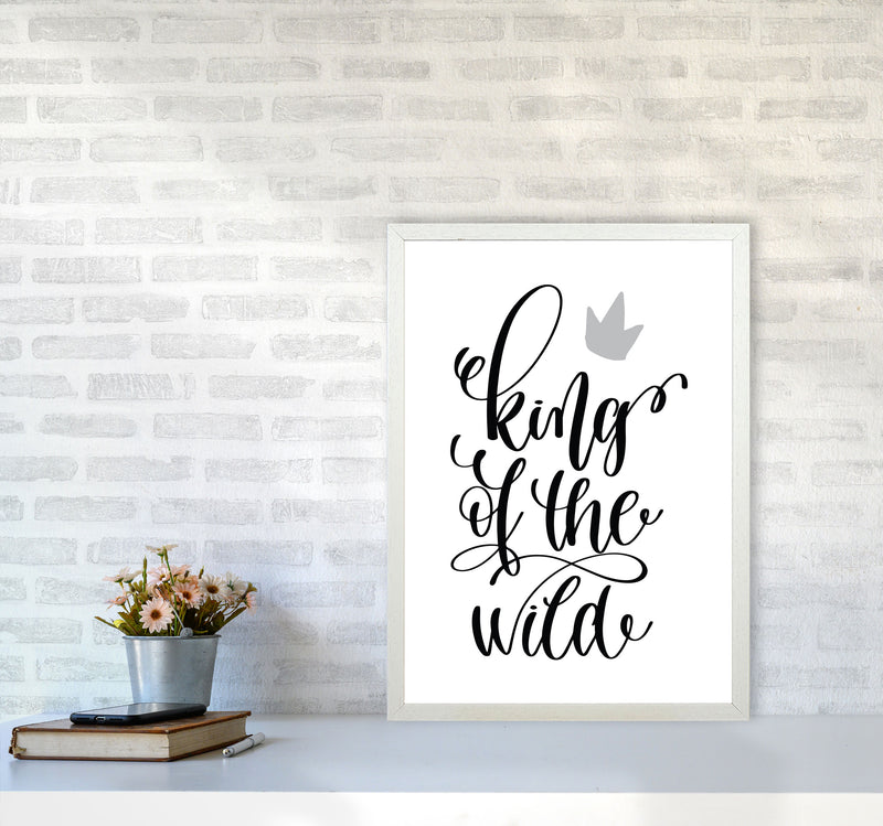 King Of The Wild Black Framed Typography Wall Art Print A2 Oak Frame