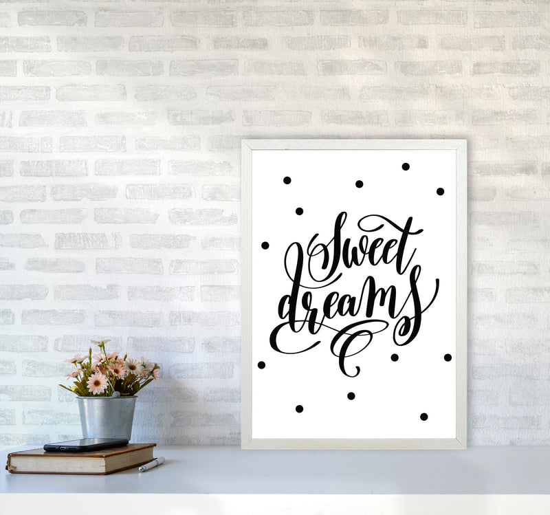Sweet Dreams Black Modern Print A2 Oak Frame