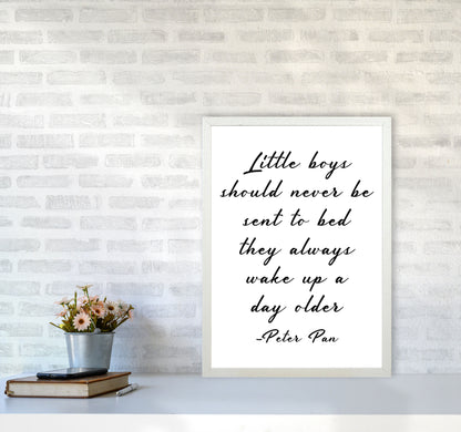 Little Boys Peter Pan Quote Framed Nursey Wall Art Print A2 Oak Frame